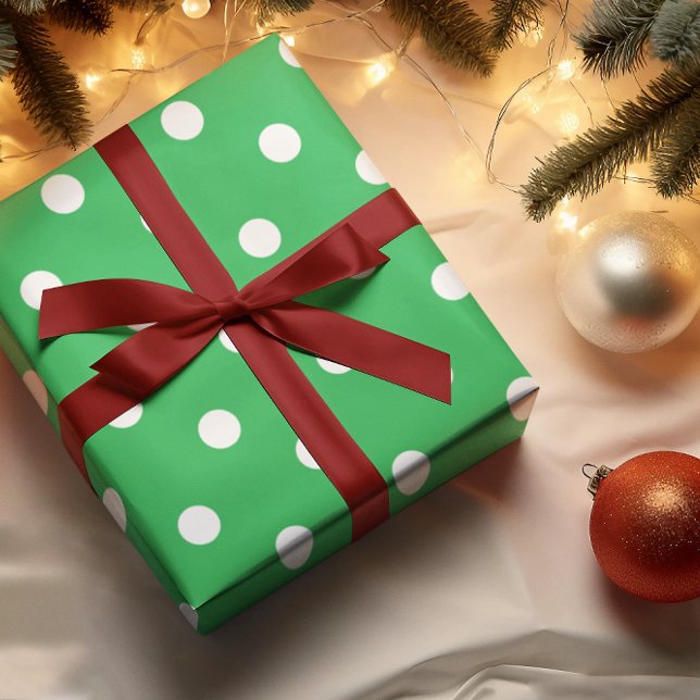 Green Polka Dot Geschenkpapier (Von Creator hochgeladen)