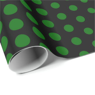 Green Polka Dot Modern Black Geschenkpapier