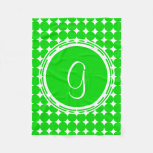 Green Polka Dot Monogram Fleecedecke