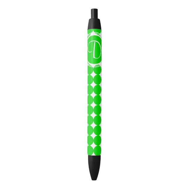 Green Polka Dot Monogram Kugelschreiber (Vorderseite Vertikal)