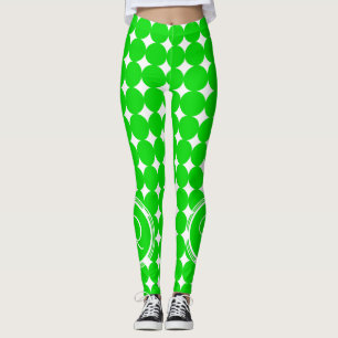 Green Polka Dot Monogram Leggings