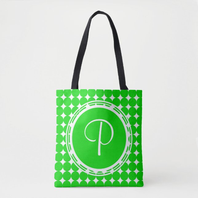 Green Polka Dot Monogram Tasche (Vorderseite)