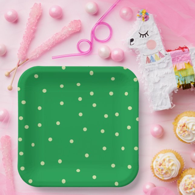 Green Polka Dot Muster Minimalistisch Pappteller (Party)