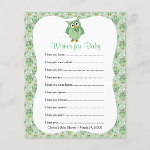 Green Polka Dot Owl Baby Dusche Thema - Wünsche
