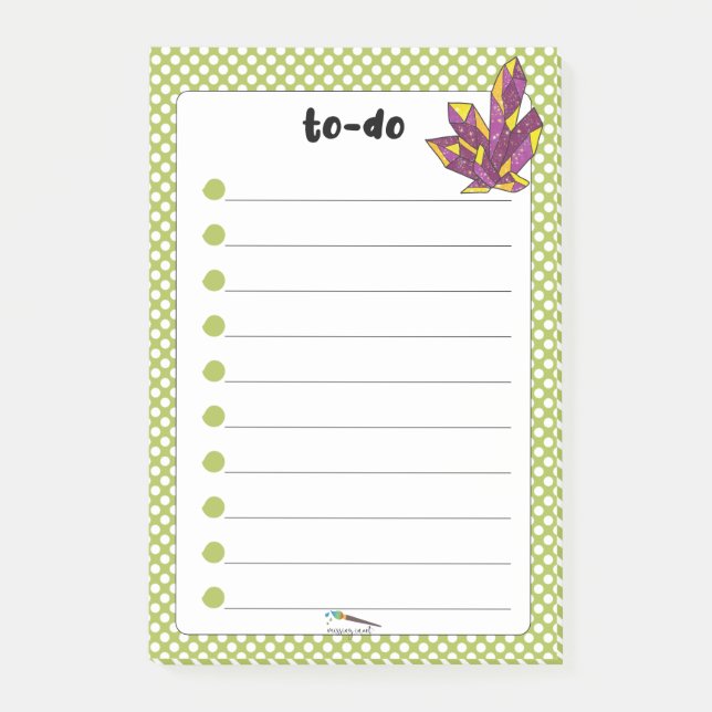 Green Polka Dot Red Diamond TO-DO Post-it Klebezettel (Vorderseite)