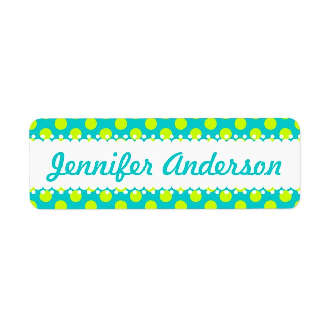 Green Polka Dots auf Aquamarinen - Individuelle Na (Vorne)