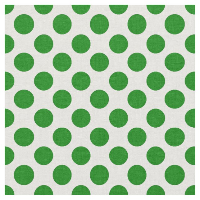 Green Polka Dots auf weißem Muster Stoff (Nahaufnahme)