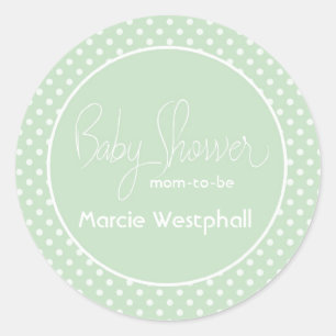 Green Polka Dots Baby Dusche Mama Runder Aufkleber