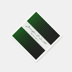 Green Polka Dots Modern Black Serviette