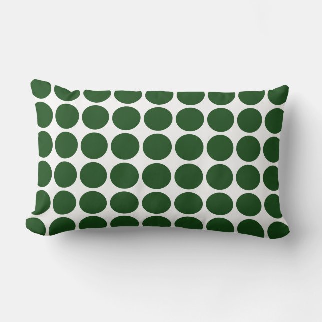 Green Polka Dots on White Lendenkissen (Vorderseite)