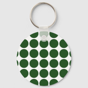 Green Polka Dots on White Schlüsselanhänger