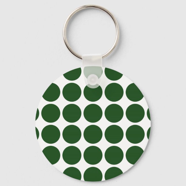 Green Polka Dots on White Schlüsselanhänger (Vorderseite)