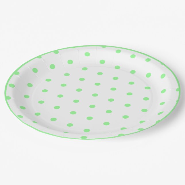 Green Polka Dots Pappteller (Schrägansicht)