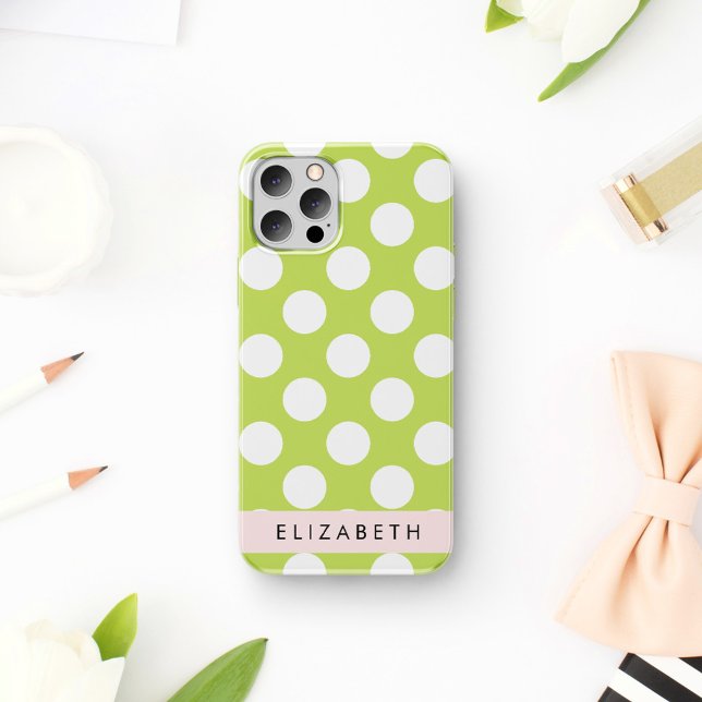 Green Polka Dots, Polka Dot Pattern, Ihr Name Case-Mate iPhone Hülle (Von Creator hochgeladen)