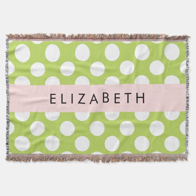 Green Polka Dots, Polka Dot Pattern, Ihr Name Decke (Vorderseite)