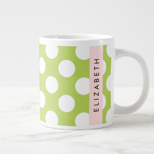 Green Polka Dots, Polka Dot Pattern, Ihr Name Jumbo-Tasse
