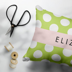 Green Polka Dots, Polka Dot Pattern, Ihr Name Kissenbezug