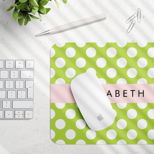 Green Polka Dots, Polka Dot Pattern, Ihr Name Mousepad (Von Creator hochgeladen)