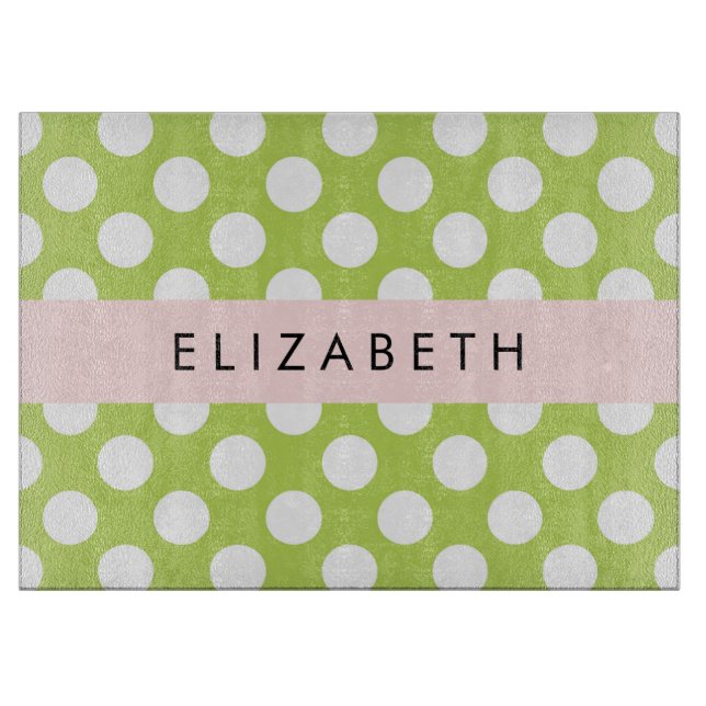 Green Polka Dots, Polka Dot Pattern, Ihr Name Schneidebrett (Vorderseite)