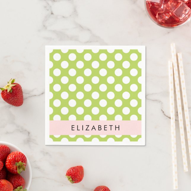 Green Polka Dots, Polka Dot Pattern, Ihr Name Serviette (Beispiel)
