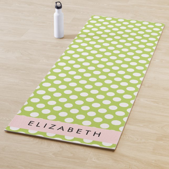 Green Polka Dots, Polka Dot Pattern, Ihr Name Yogamatte (Beispiel)