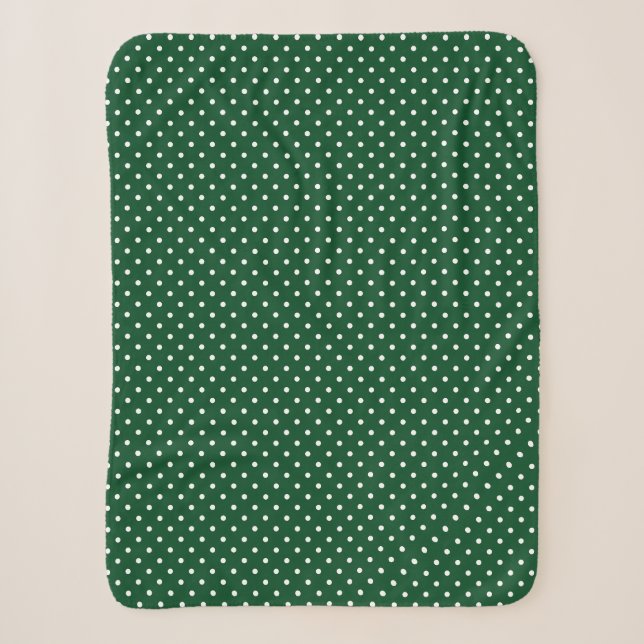 Green Polka Dots Sherpa Blanket Sherpadecke (Vorderseite)