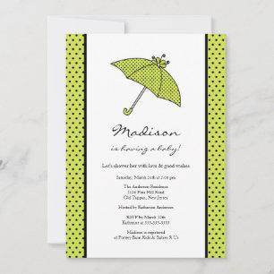 Green Polka Dots Umbrella Babydusche Einladung
