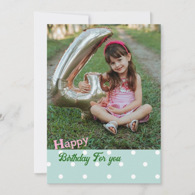 Green Polka point photo Cartes d'anniversaire (Devant)