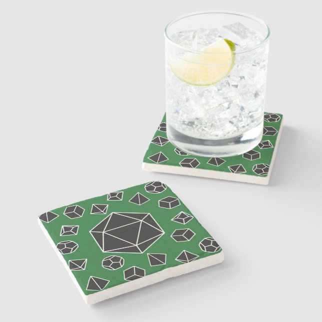 Green Polyhedral Dice Untersetzer (Seitenansicht)