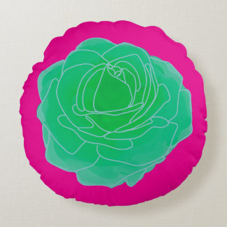 Green Pop Art Rose Rundes Kissen