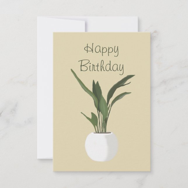 Green Pot Pflanze Happy Birthday Card Karte (Vorderseite)