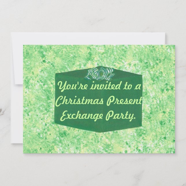 Green Present Christmas Exchange Party Invitations (Devant)