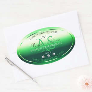 Green Product Labels Rhinestones Monogram und Logo Ovaler Aufkleber