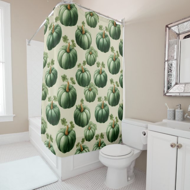 Green Pumpkin Autumn Zuhause Design Throw Kissen Duschvorhang (Beispiel)
