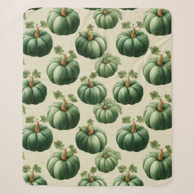 Green Pumpkin Autumn Zuhause Design Throw Kissen Sherpadecke (Vorderseite)
