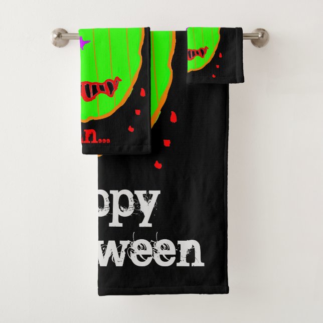 Green Pumpkin Zombie Halloween Badetücher Set (Insitu)