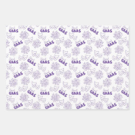 GREEN PURPLE YELLOW MARDI GRAS THEMES GESCHENKPAPIER SET