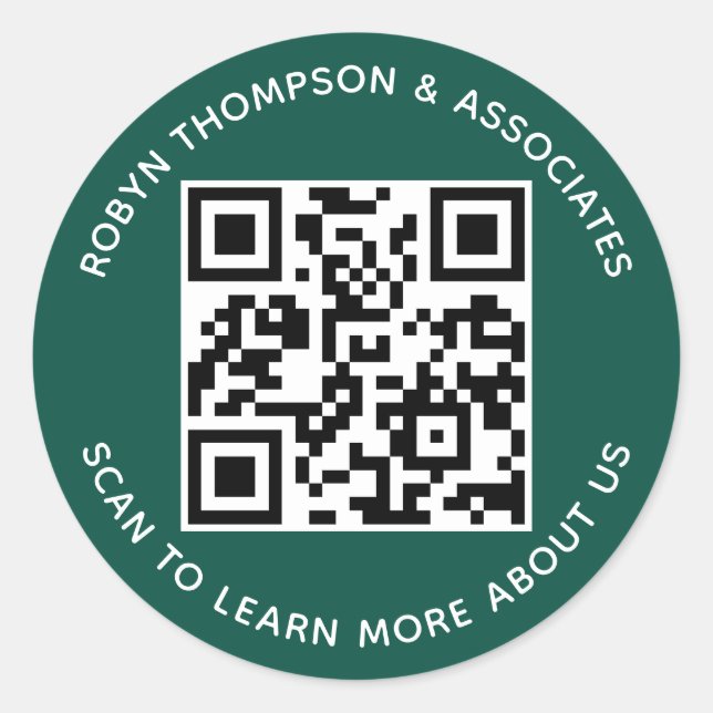 Green QR-Code-Aufkleber für den benutzerdefinierte Runder Aufkleber (Vorderseite)