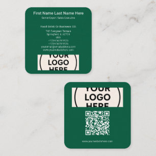 Green QR Code Logo Square Beruflich Modernes Öko Quadratische Visitenkarte