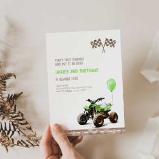 Green Quad Bike 2. Geburtstag Einladung