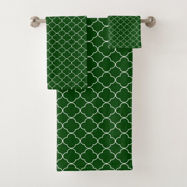 Green Quatrefoil Badhandtuch Set (Insitu)