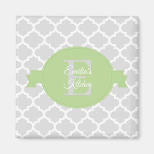Green Quatrefoil Personalized Magnet