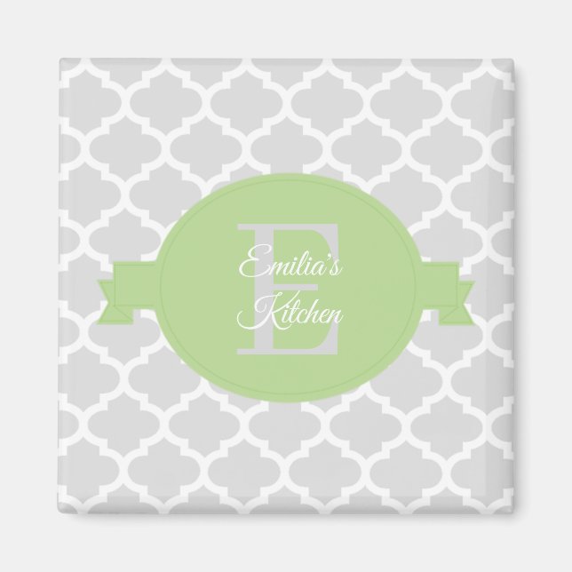 Green Quatrefoil Personalized Magnet (Vorne)