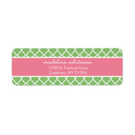 Green Quatrefoil Pink and Green | Preppy Address