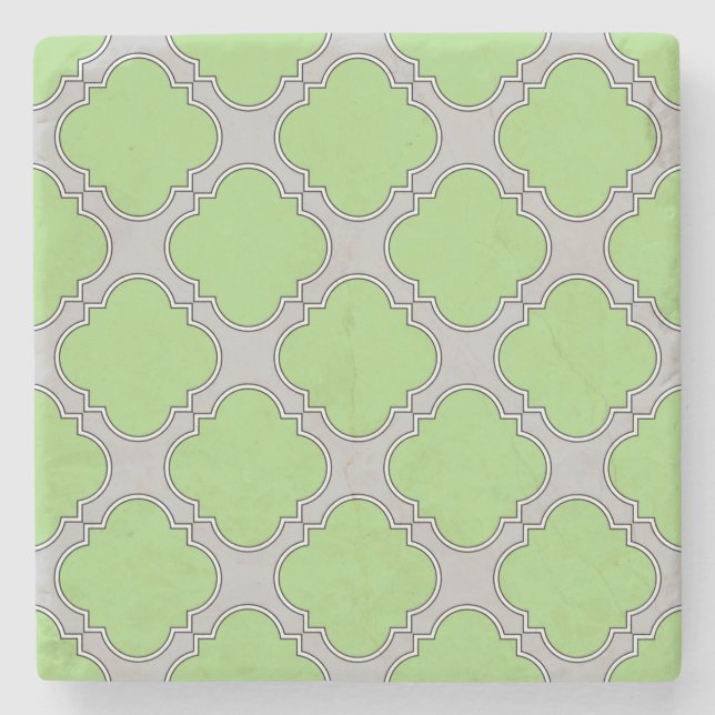 Green Quatrefoil Steinuntersetzer (Vorderseite)