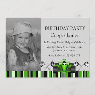 Green Race Car Birthday Einladung