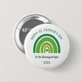 Green Rainbow Irish Kleeblatt Happy St Patricks Da Button