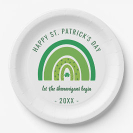 Green Rainbow Irish Kleeblatt Happy St Patricks Da Pappteller