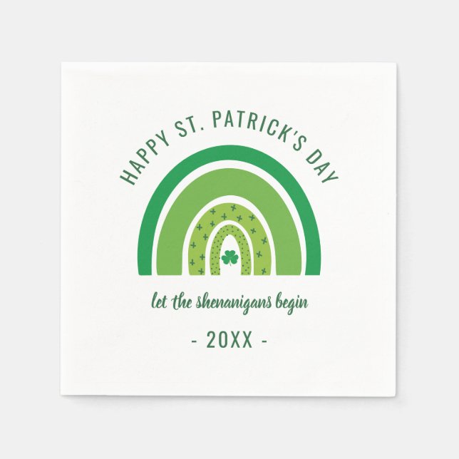 Green Rainbow Irish Kleeblatt Happy St Patricks Da Serviette (Vorderseite)