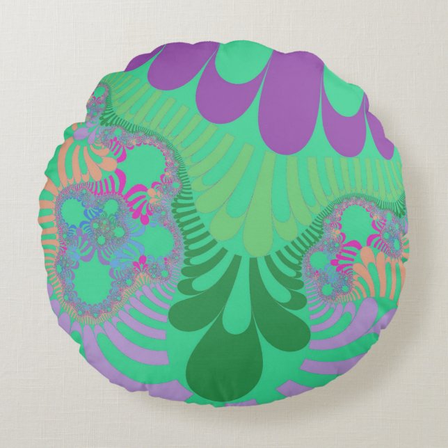 Green Rainbow Mod Rundes Kissen (Vorderseite)